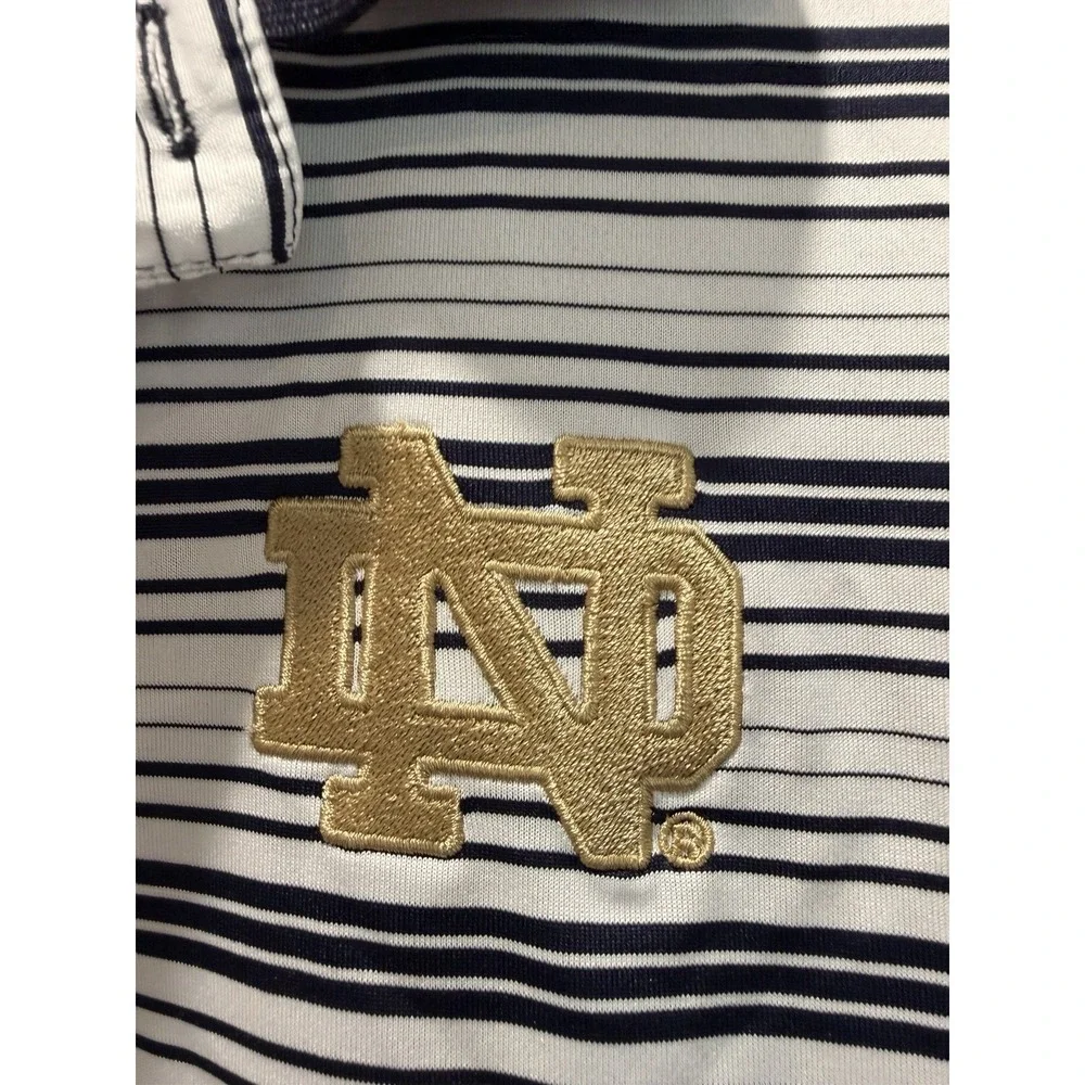 Notre Dane Fighting Irish Russell Athletic Striped Polo Men's‎ Medium ND Logo
